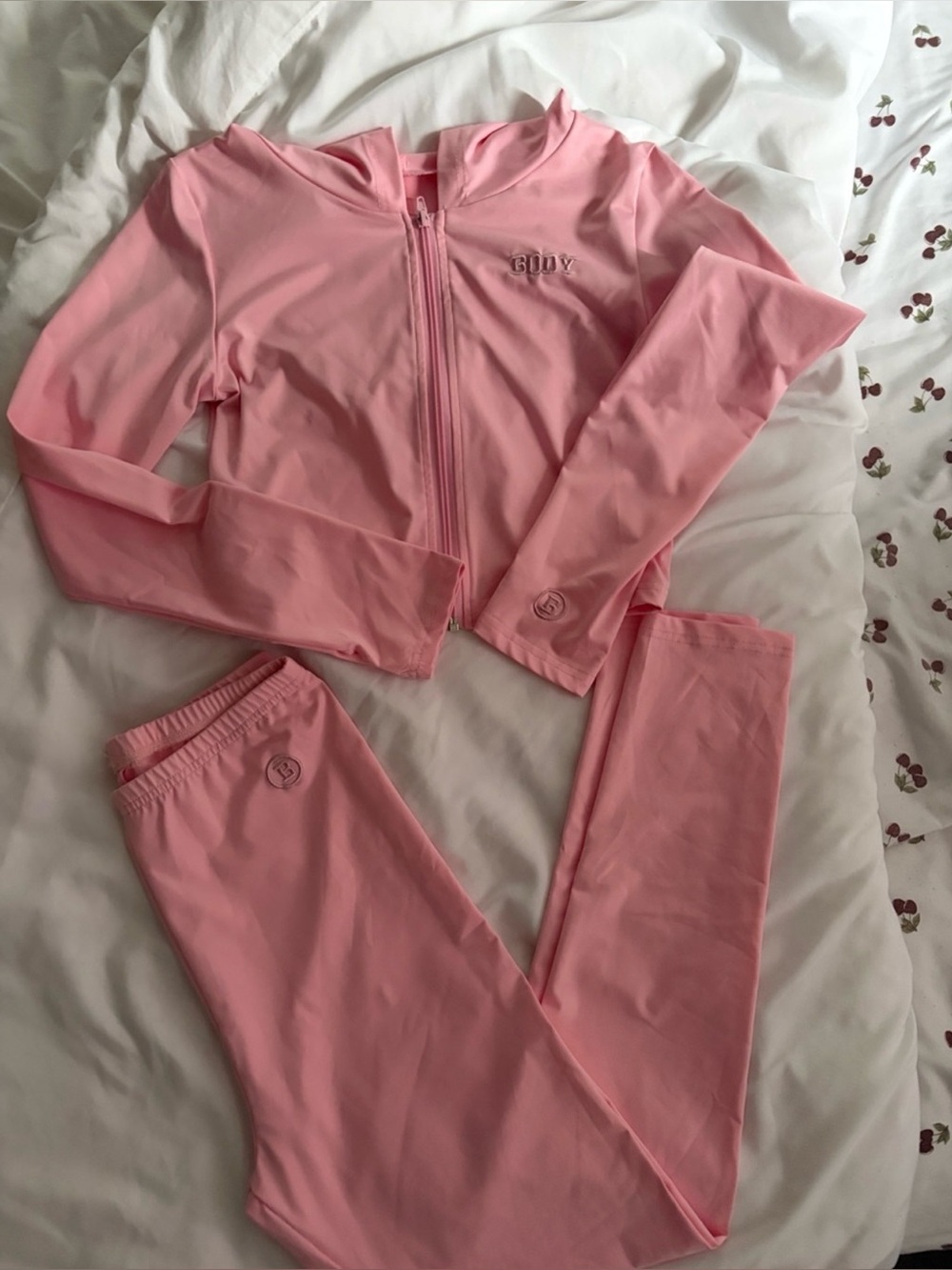 Pink Two-Piece Zip Jacket & Leggings Set